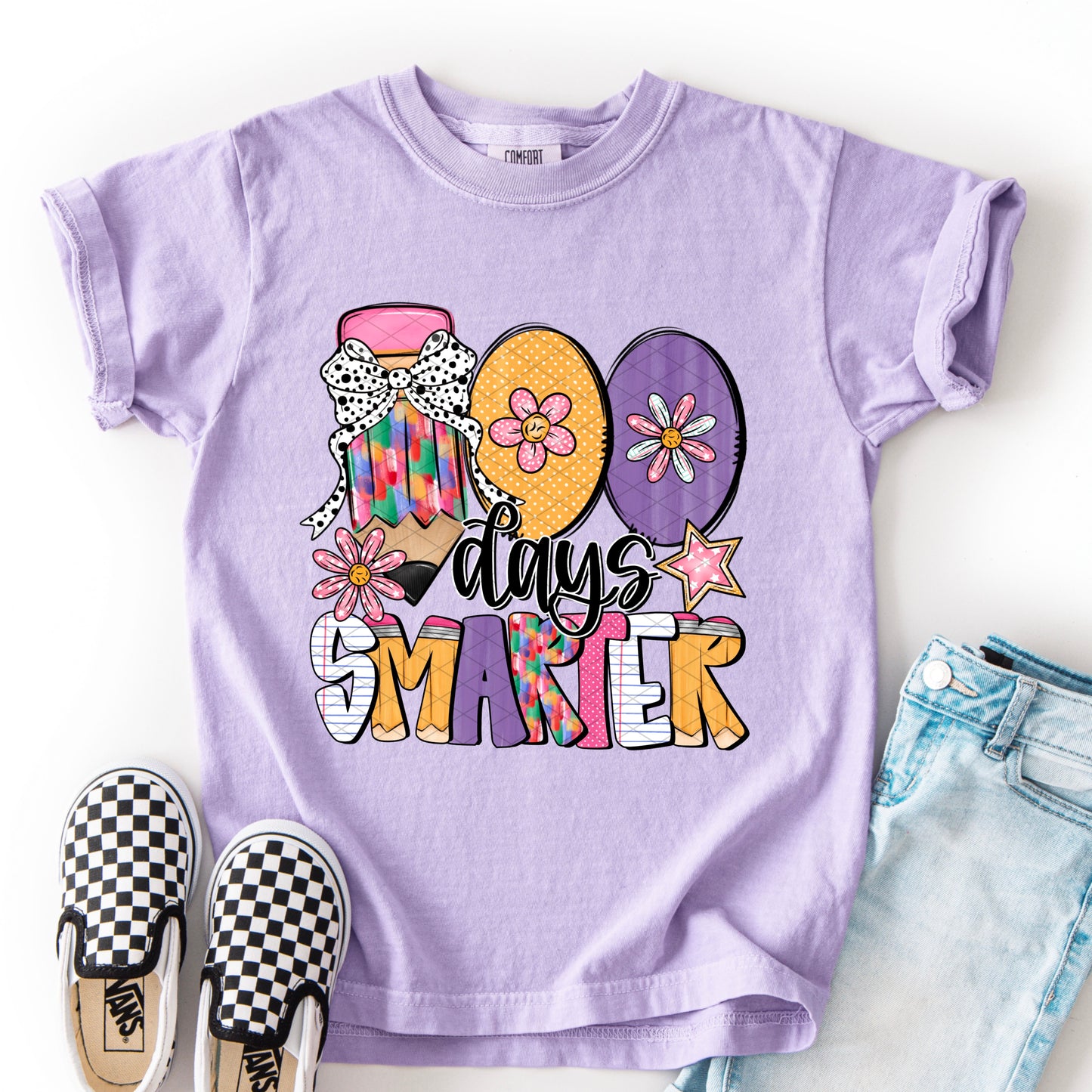 100 Days Smarter Girl Floral DTF Transfer