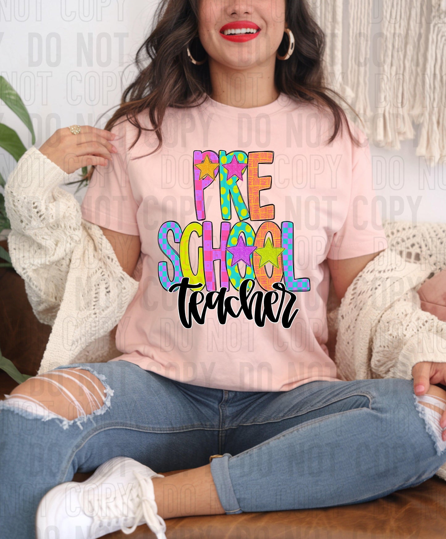 Pre School Teacher Preppy School DTF Transfer