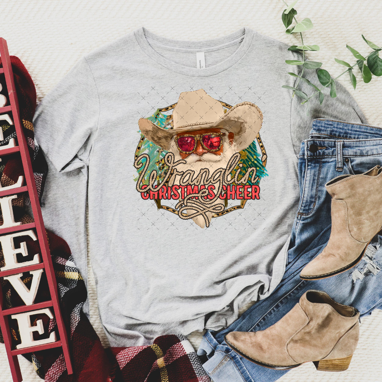 Wranglin' Christmas Cheer Red DTF Transfer