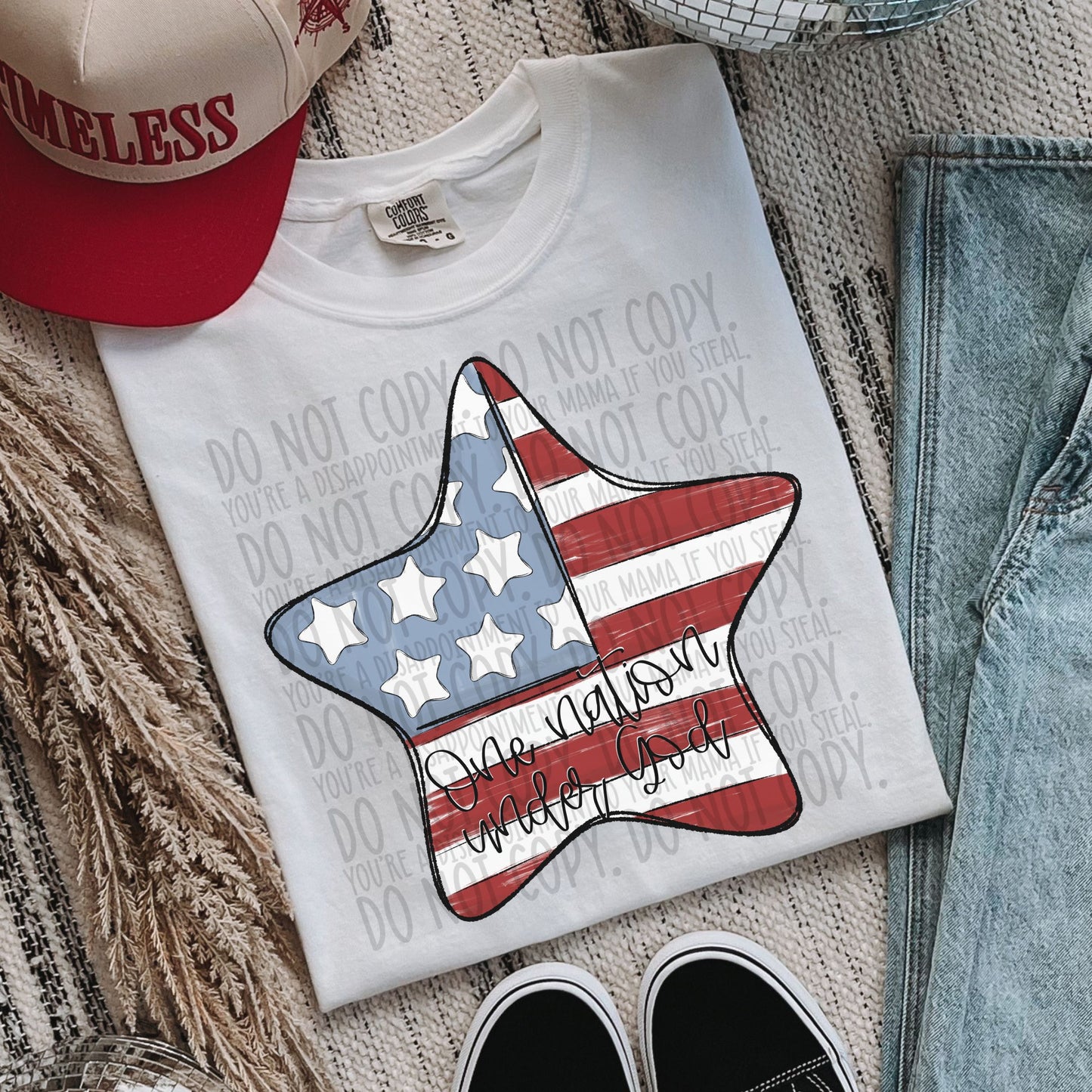 One Nation Under God Star DTF Transfer