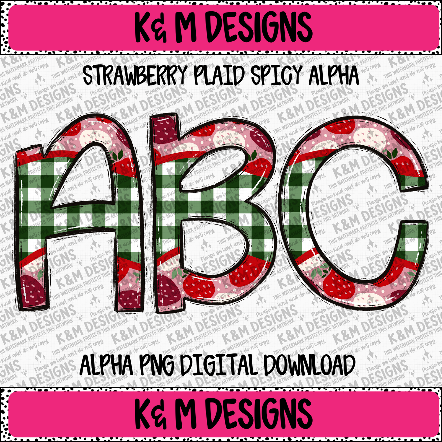 Strawberry Plaid Spicy Alpha PNG Set Digital Download