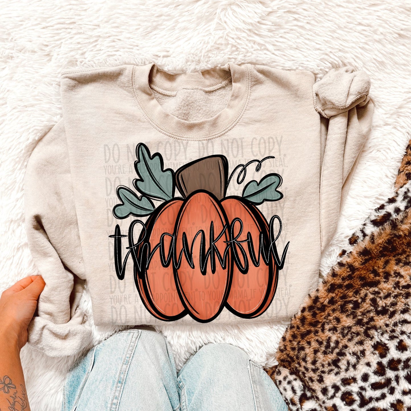 Thankful Pumpkin Doodle DTF Transfer