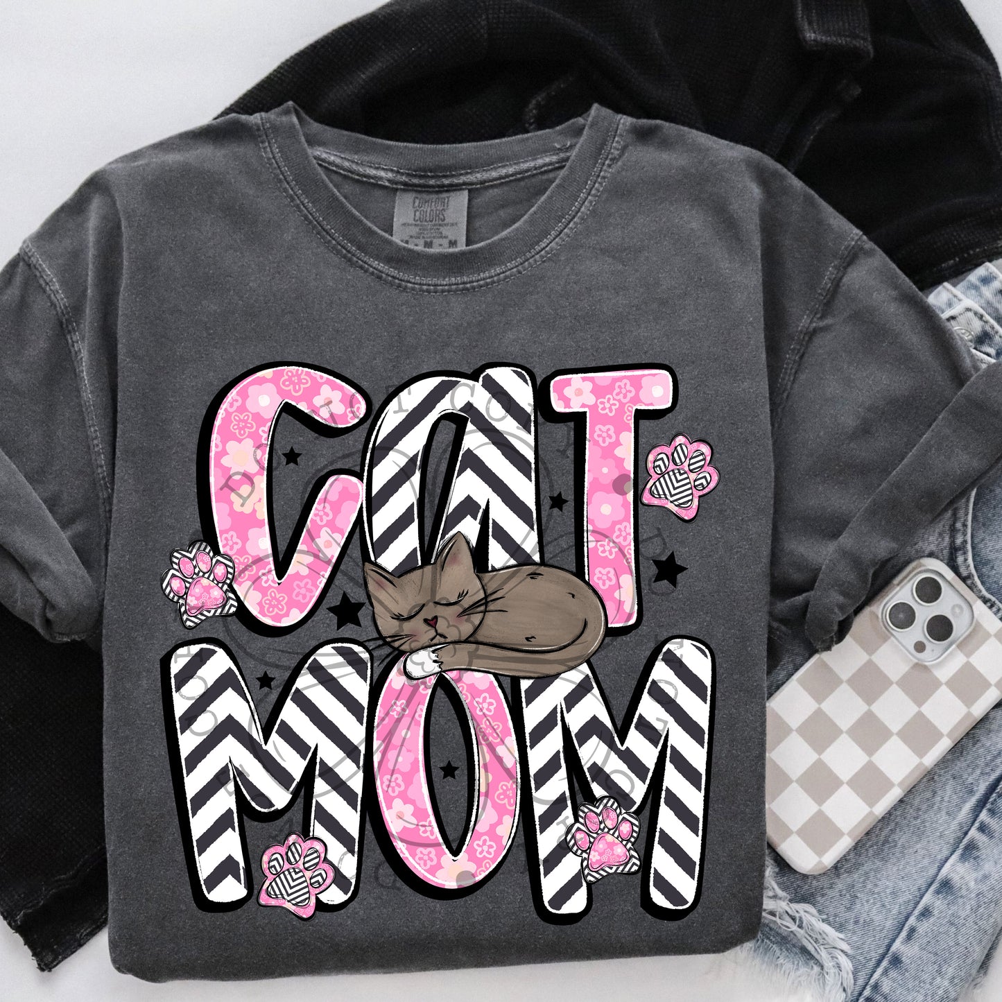 Cat Mom Brown Cat DTF Transfer