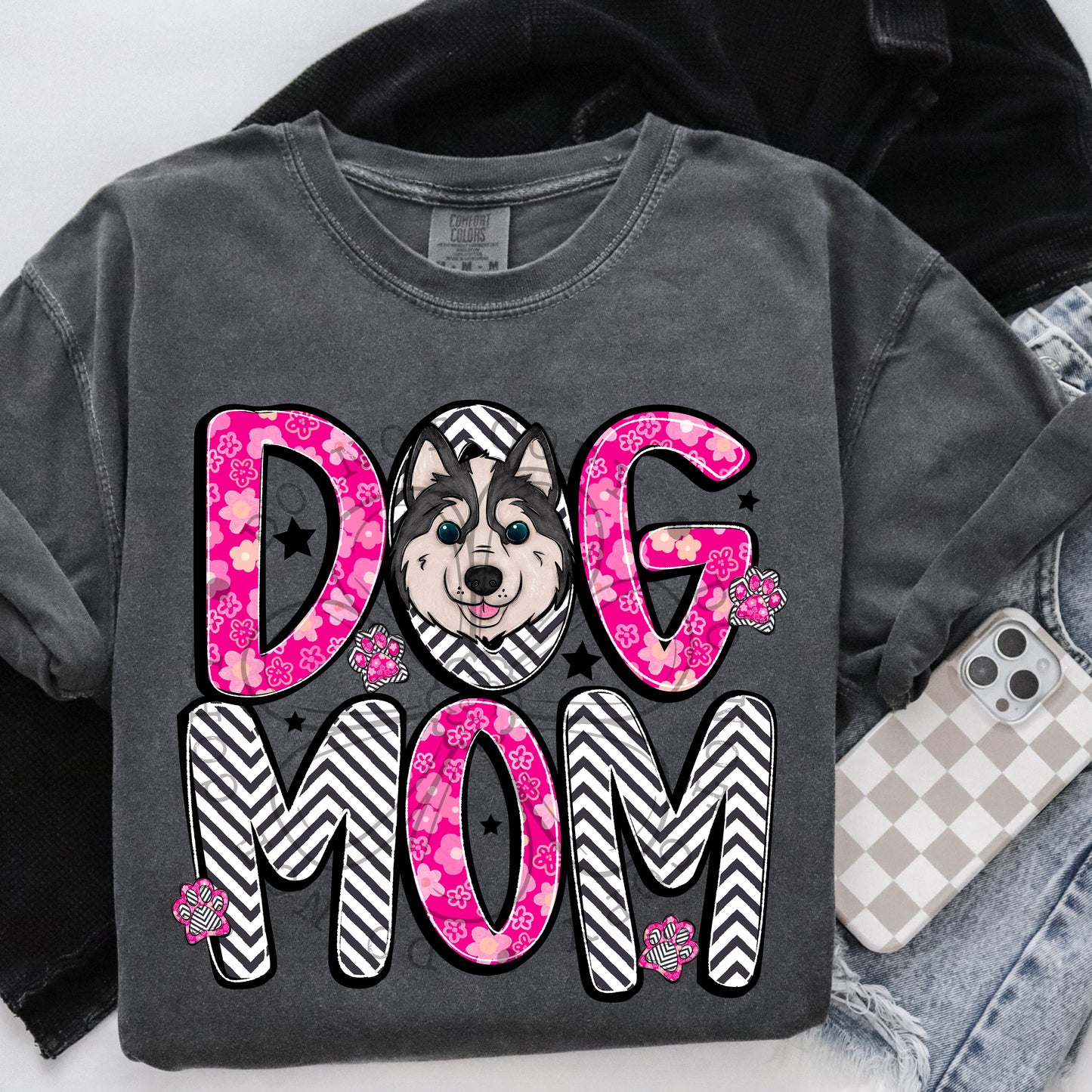 Dog Mom Husky DTF Transfer