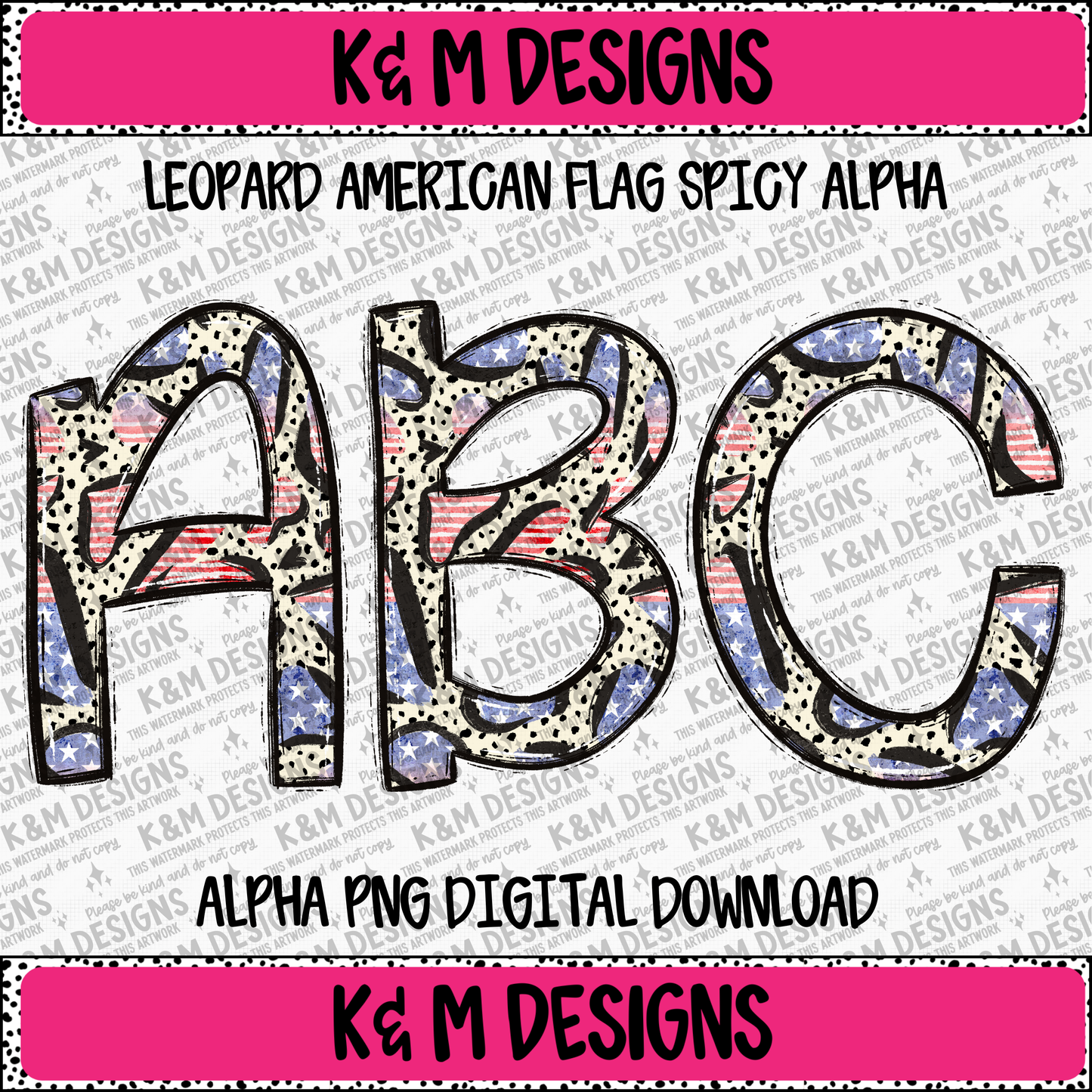 Leopard American Flag Spicy Alpha PNG Set Digital Download