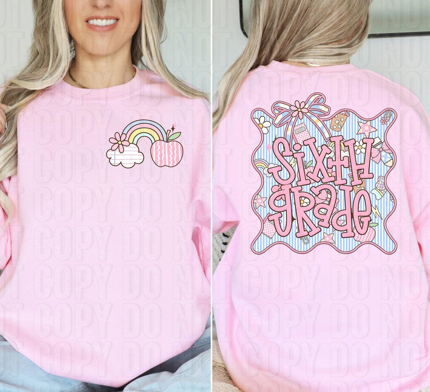 Sixth Grade Seersucker Front/Back DTF Transfer