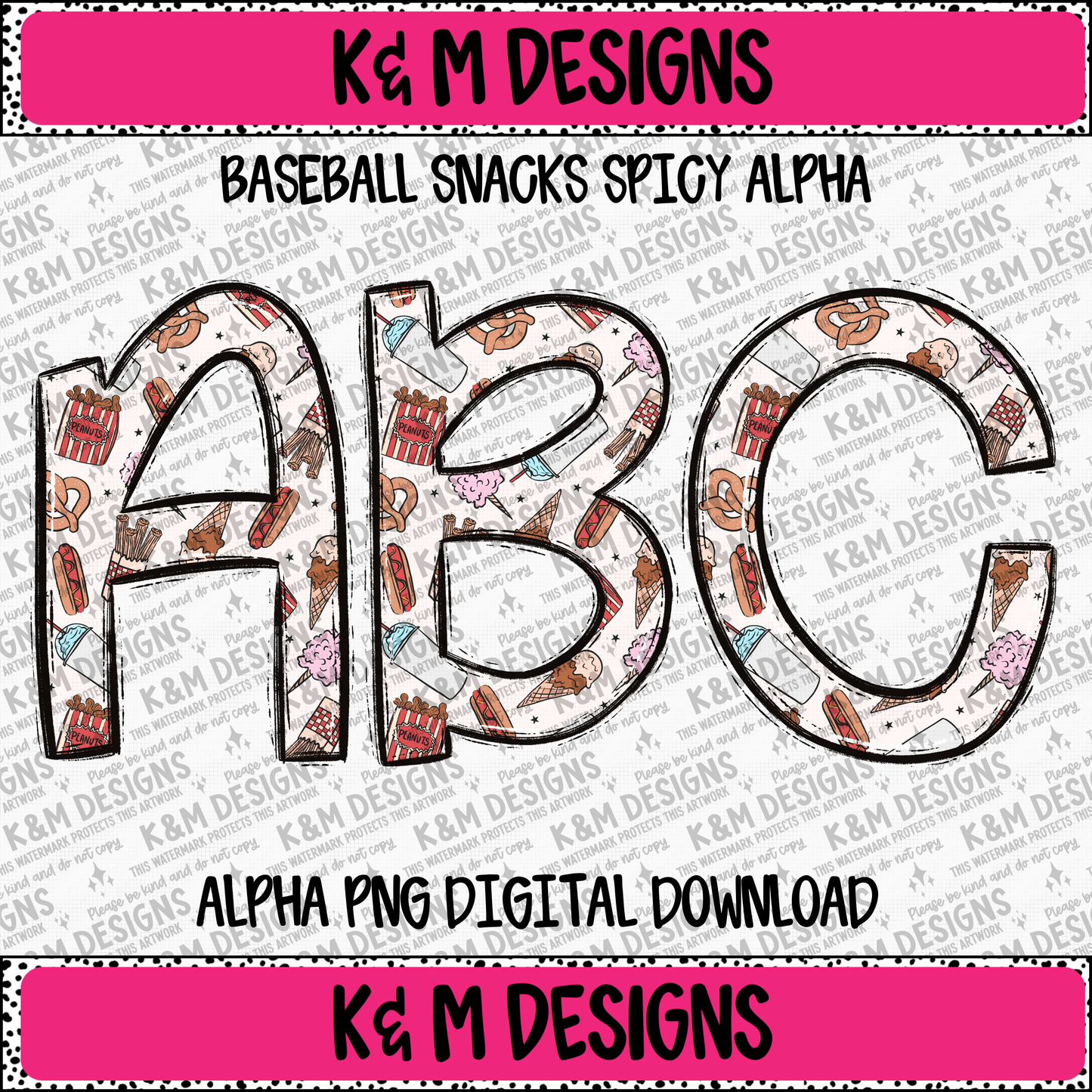 Baseball Snacks Spicy Alpha PNG Set Digital Download