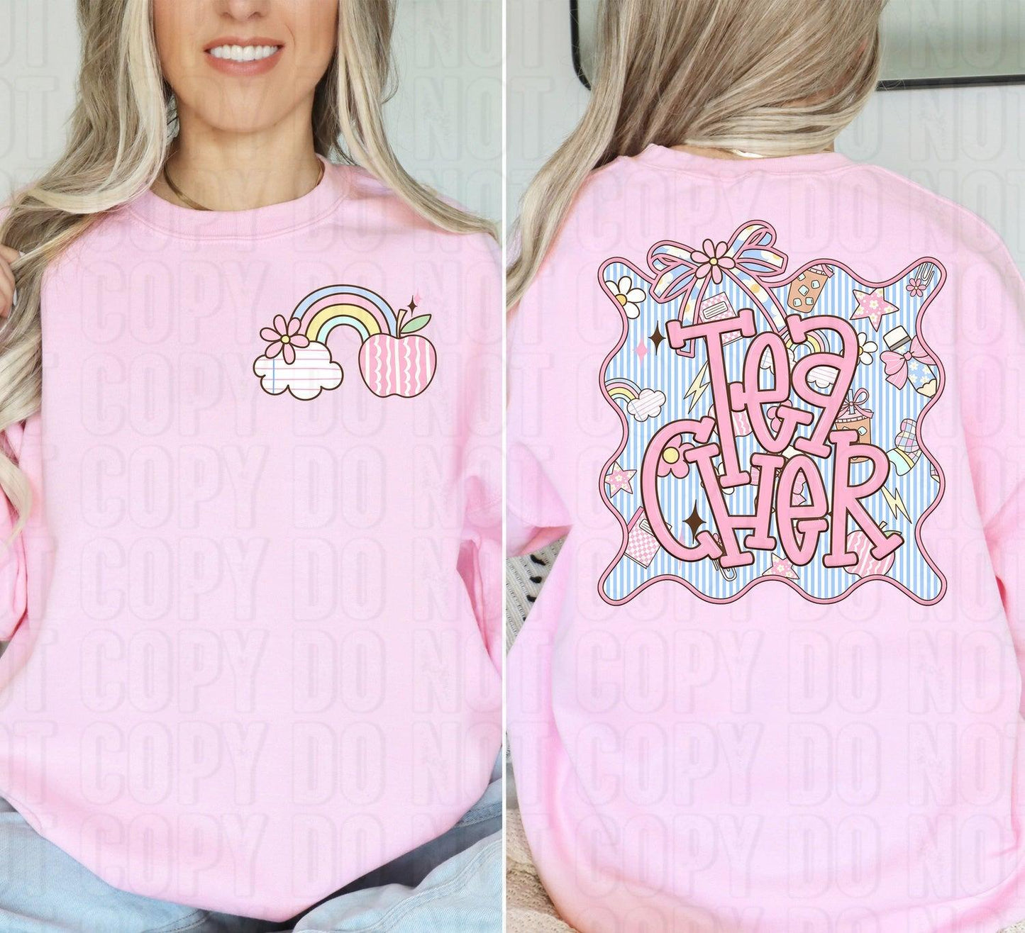 Teacher Seersucker Front/Back DTF Transfer
