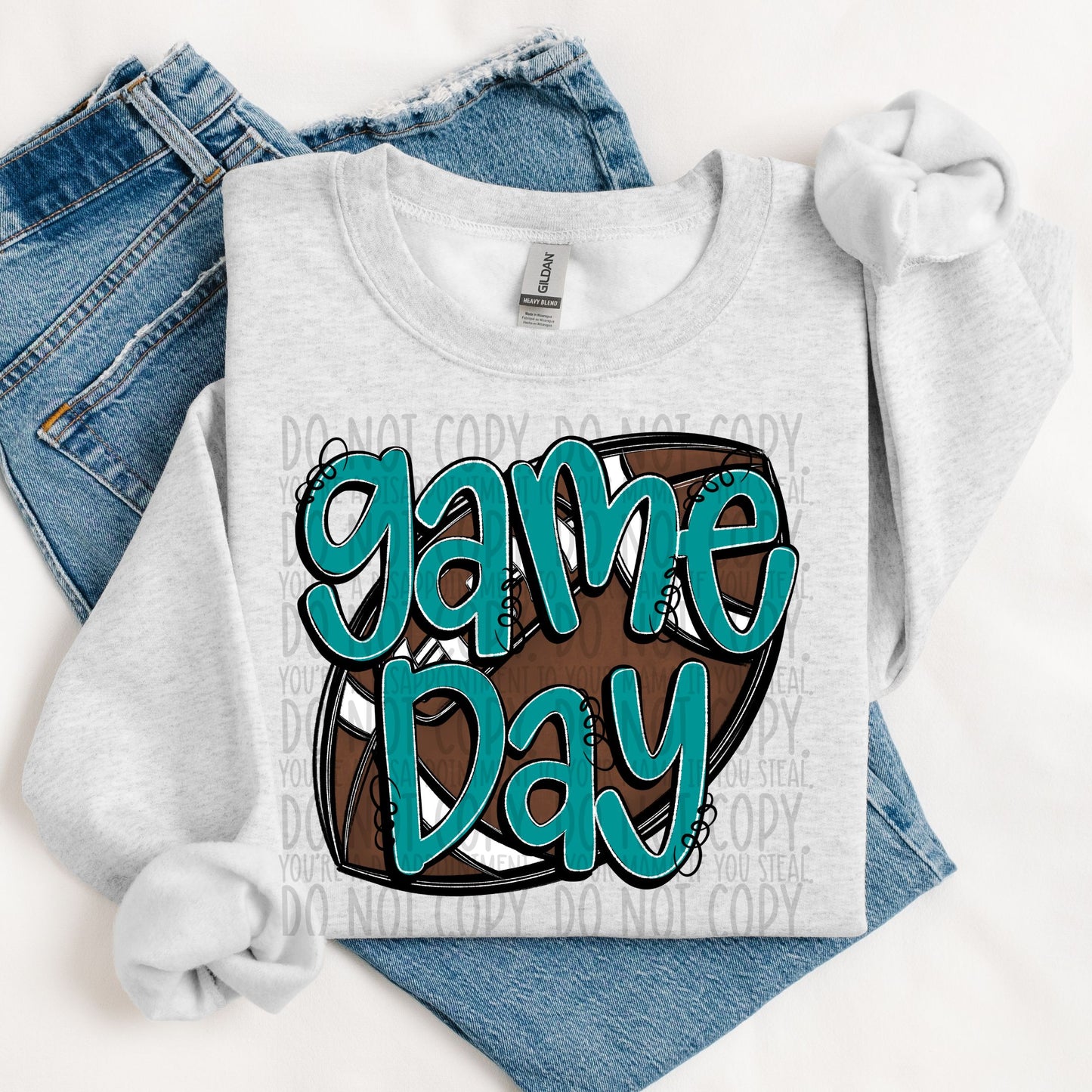 Game Day Football Teal DTF Transfer