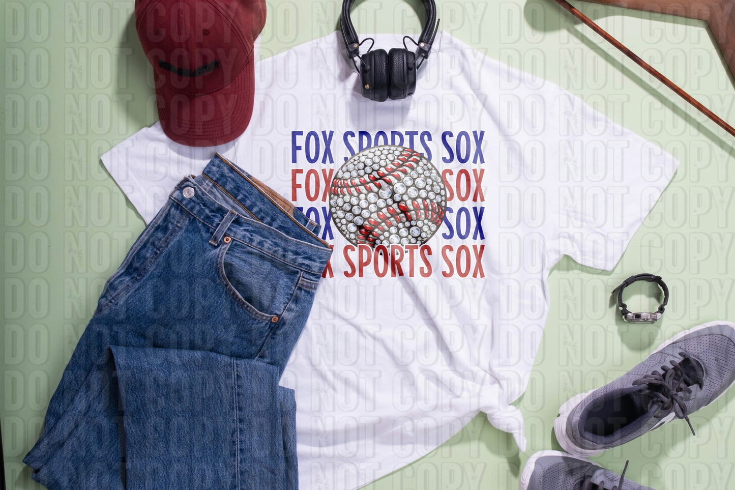 Fox Sports Sox Baseball Royal Blue Red DTF Transfer