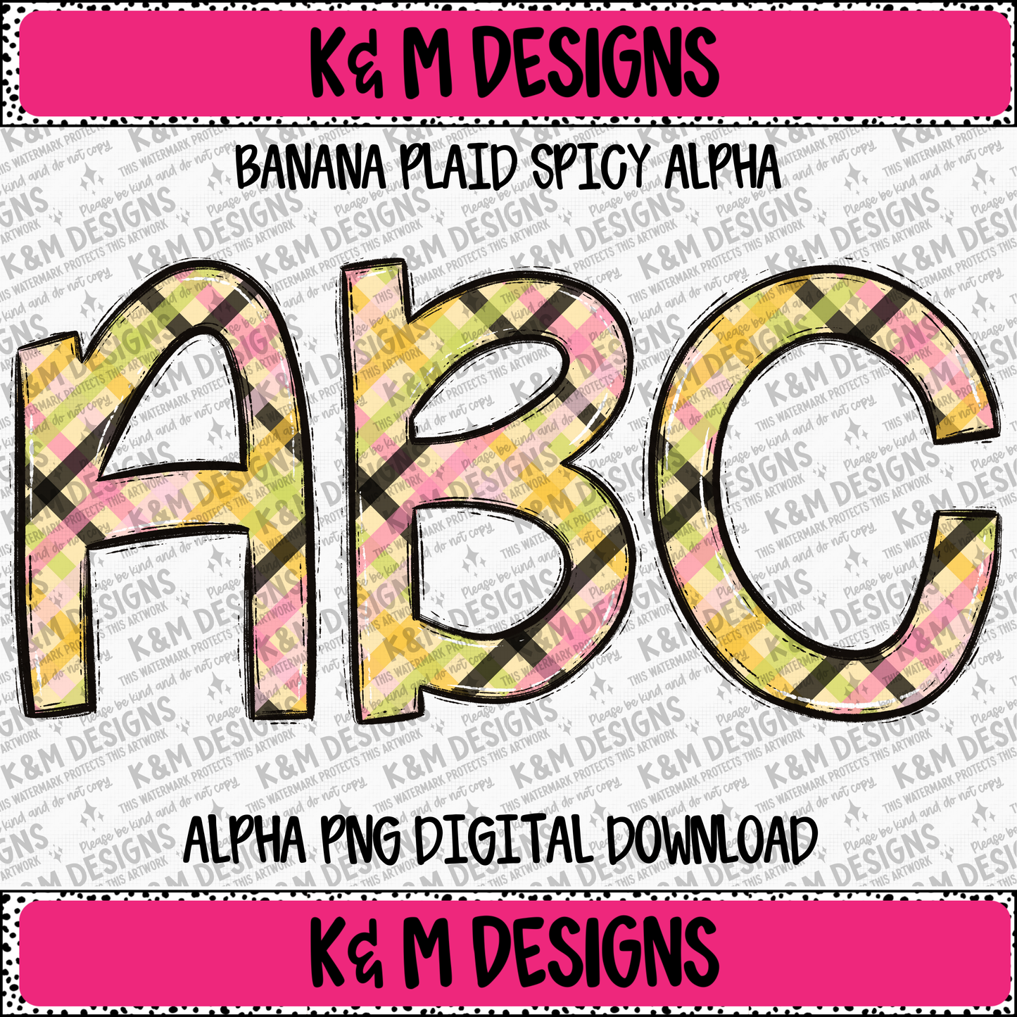 Banana Plaid Spicy Alpha PNG Set Digital Download
