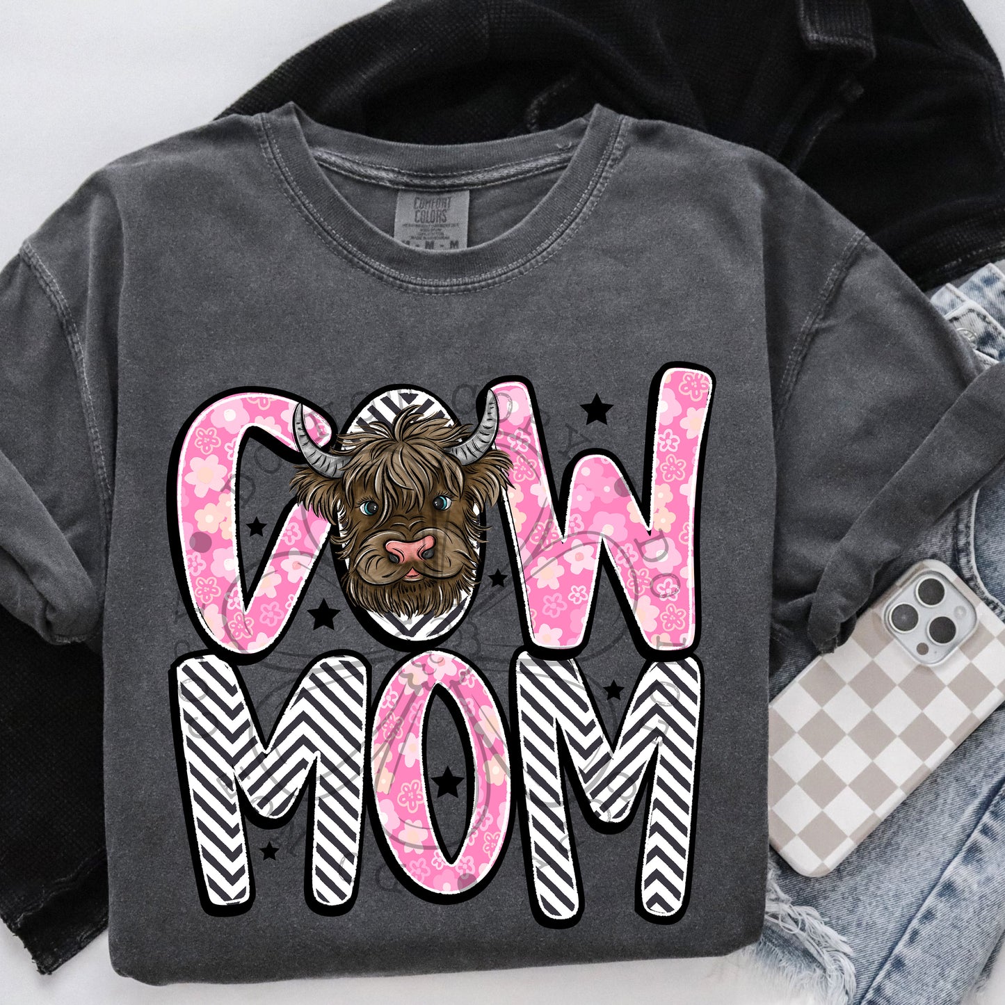 Cow Mom Highland DTF Transfer