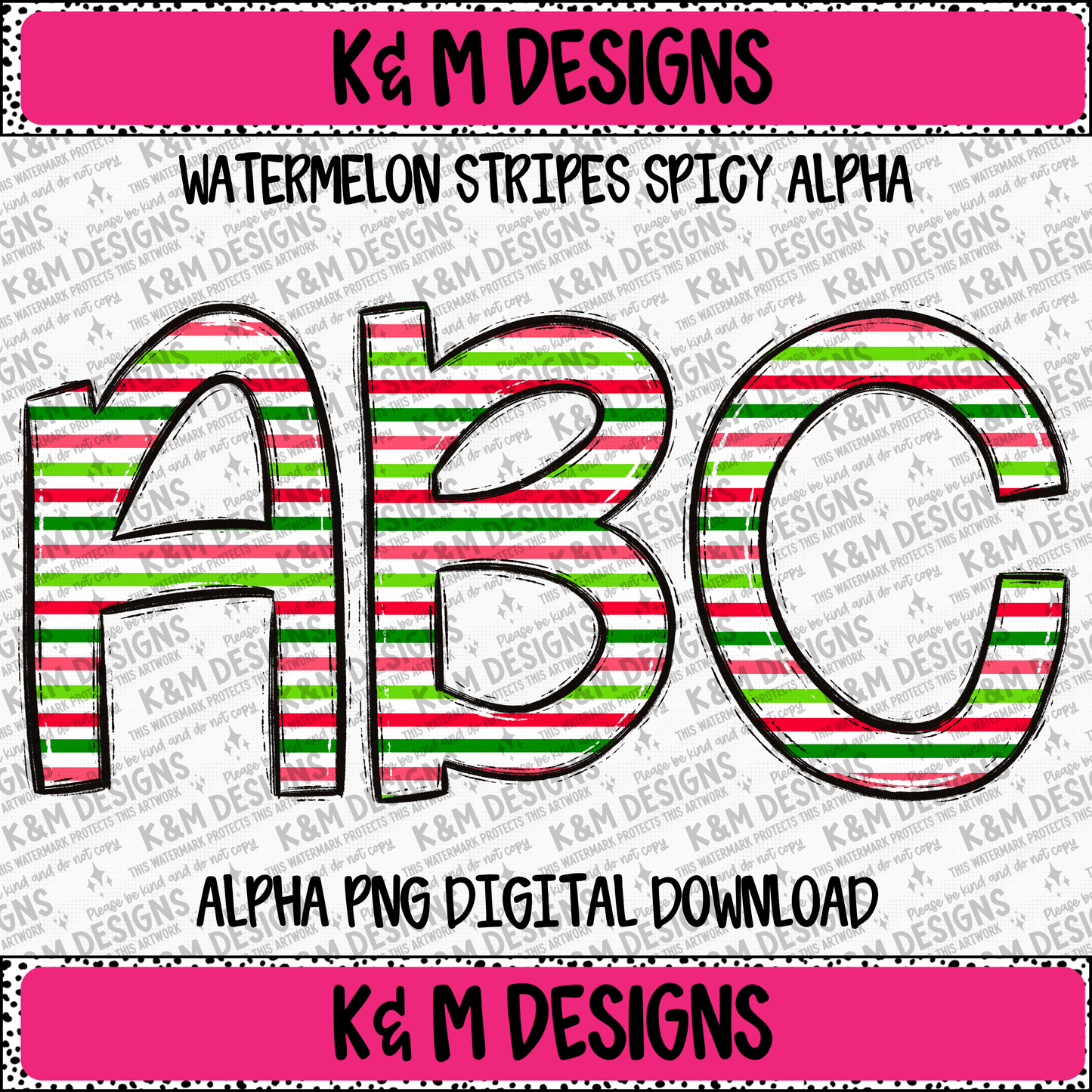 Watermelon Stripes Spicy Alpha PNG Set Digital Download