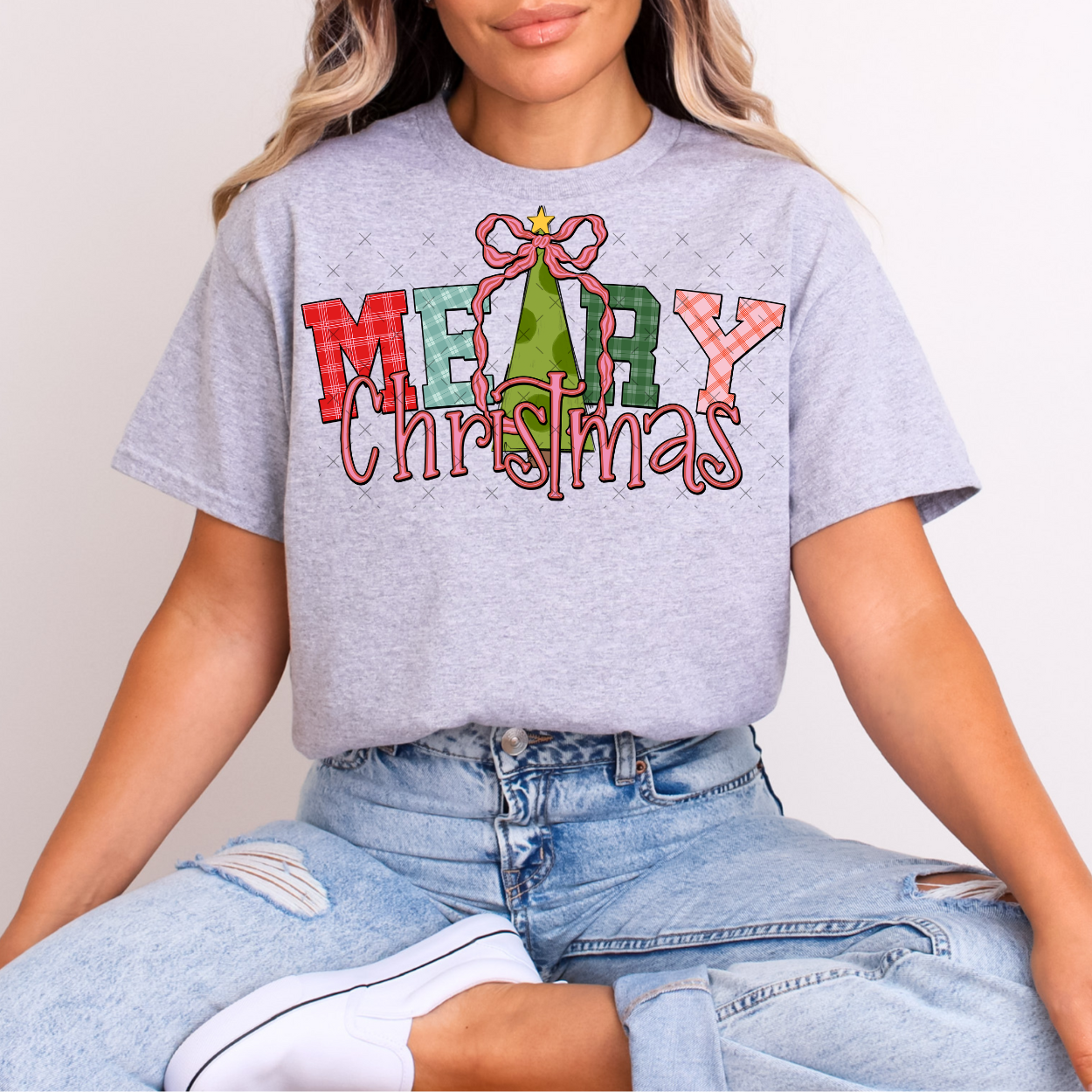Mery Christmas Tree W/ Bow DTF Transfer