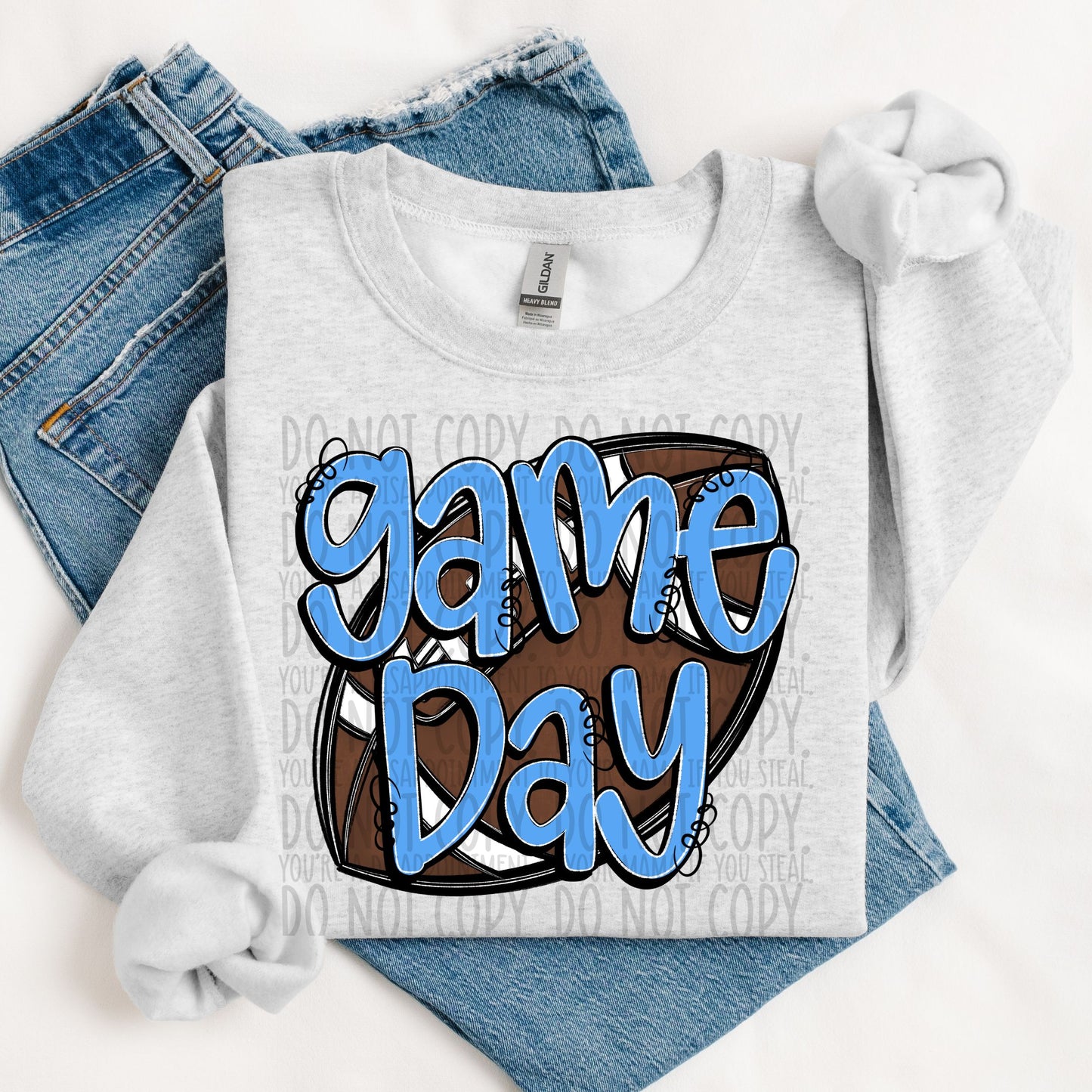 Game Day Football Columbia Blue DTF Transfer