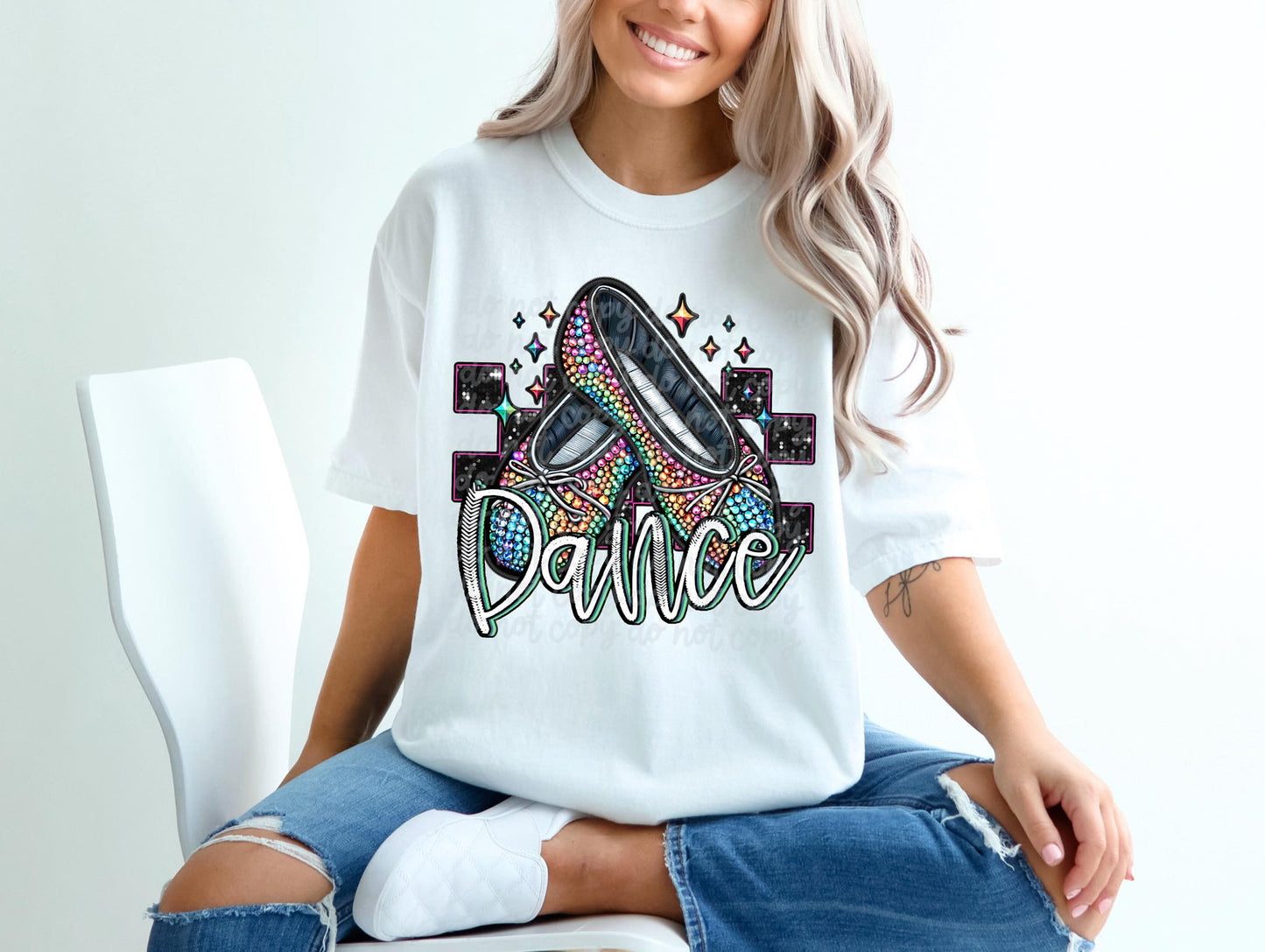 Dance Rhinestone Faux DTF Transfer