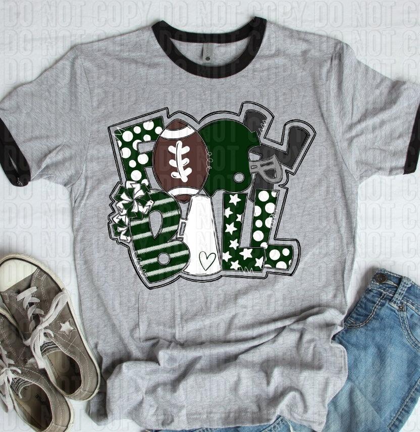 Football Green White DTF Transfer