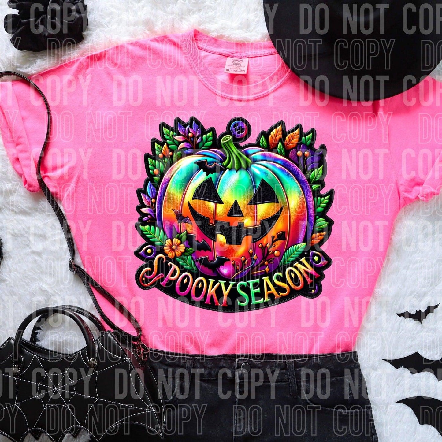 Spooky Season Neon Pumpkin DTF Transfer