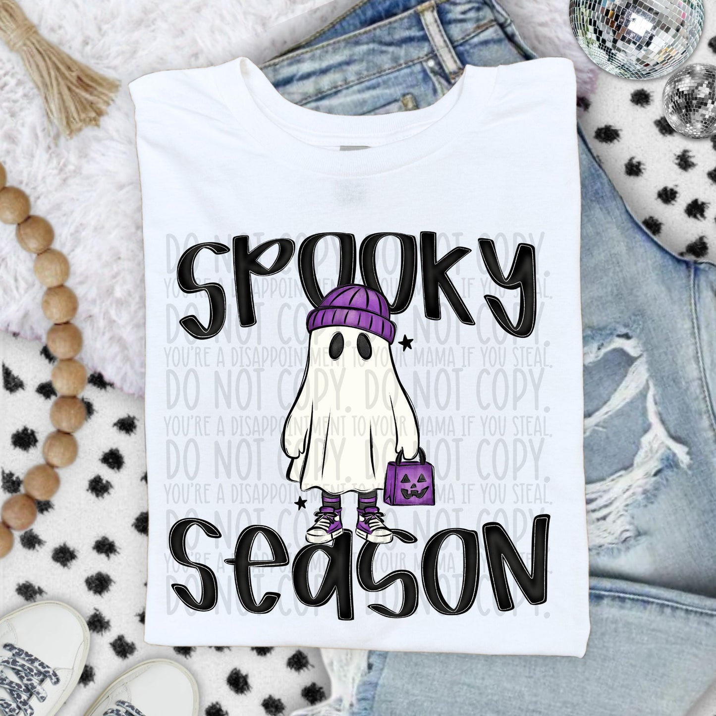 Spooky Season Ghost Purple DTF Transfer