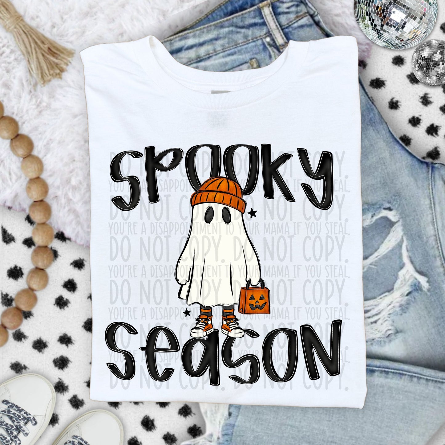 Spooky Season Ghost Orange DTF Transfer
