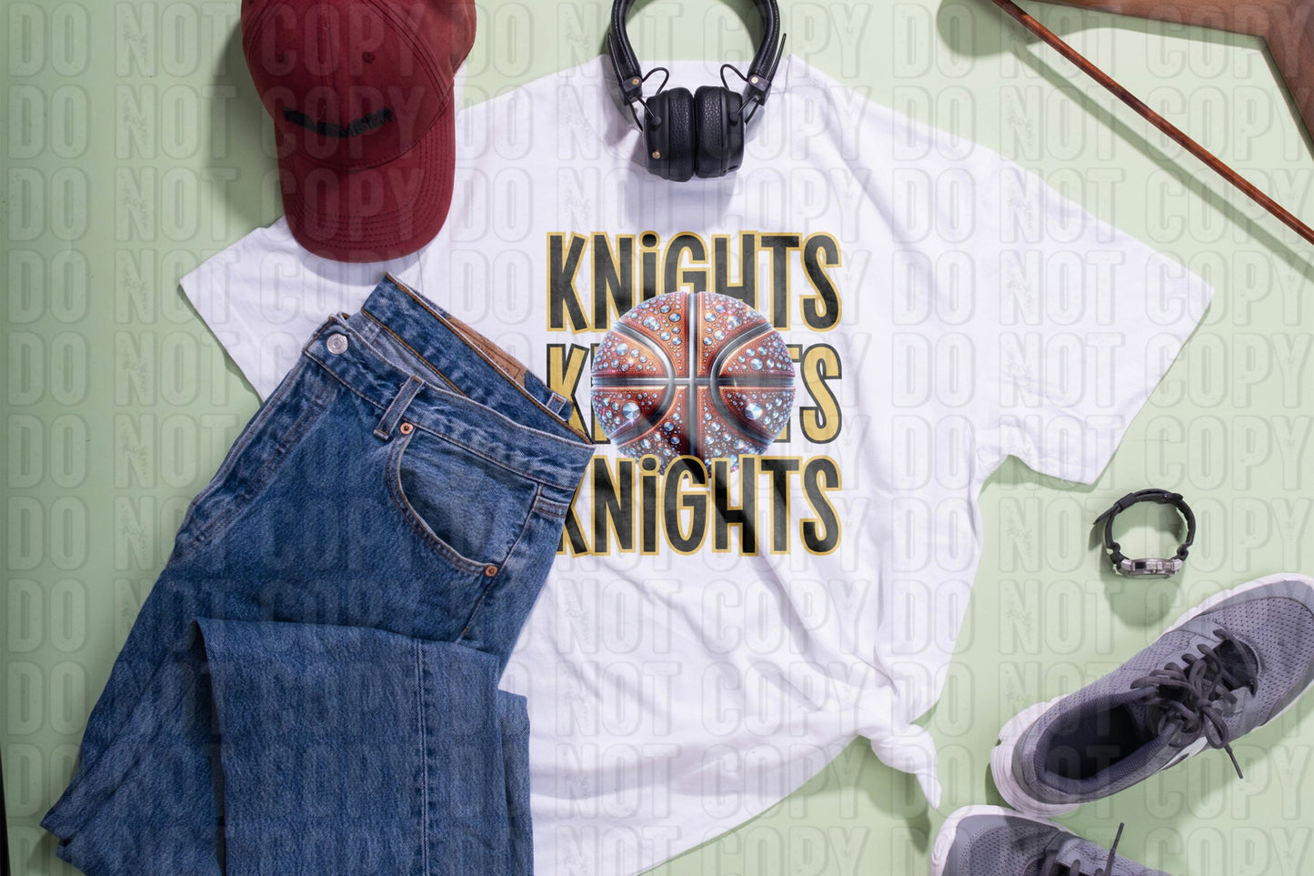 Knights Basketball Vegas Gold Black DTF Transfer
