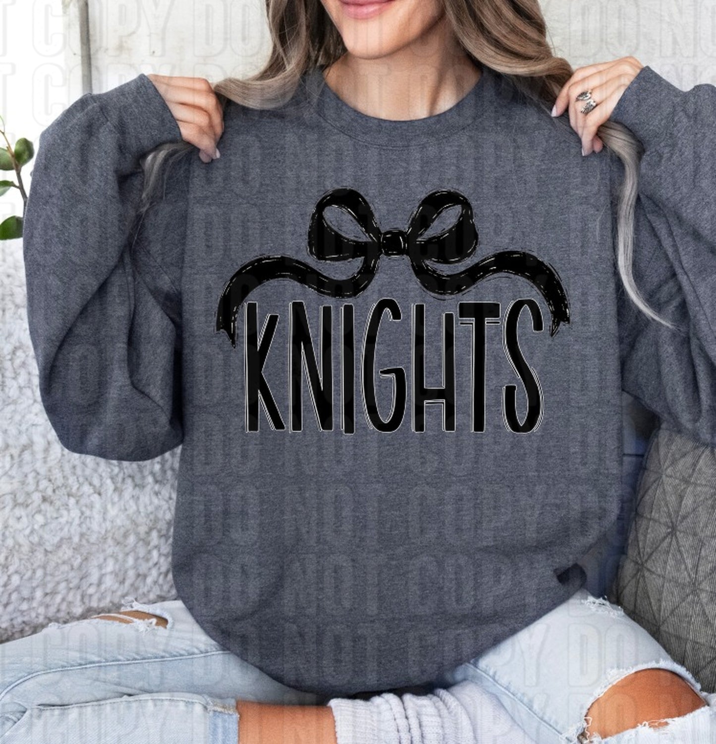 Knights Black Wide Bow DTF Transfer