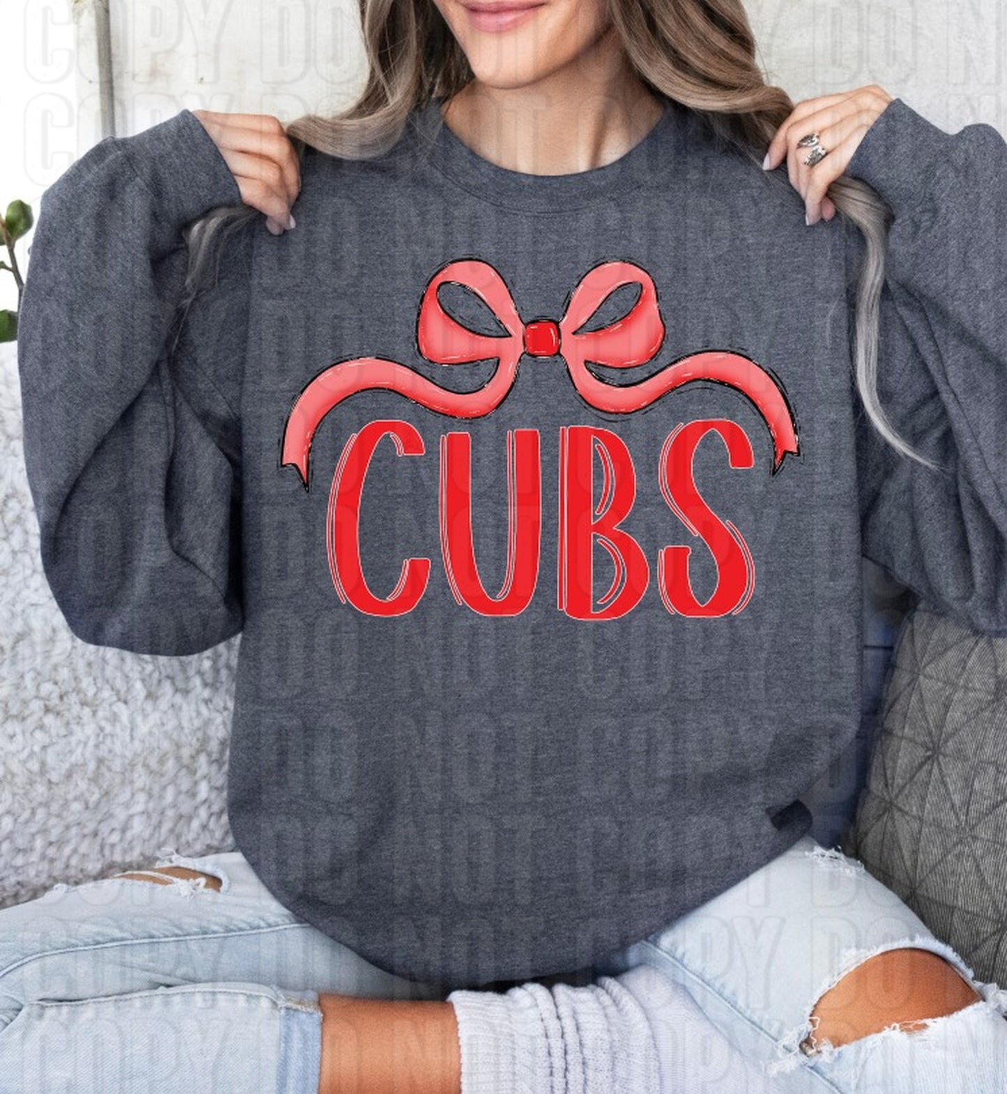 Cubs Red Wide Bow DTF Transfer