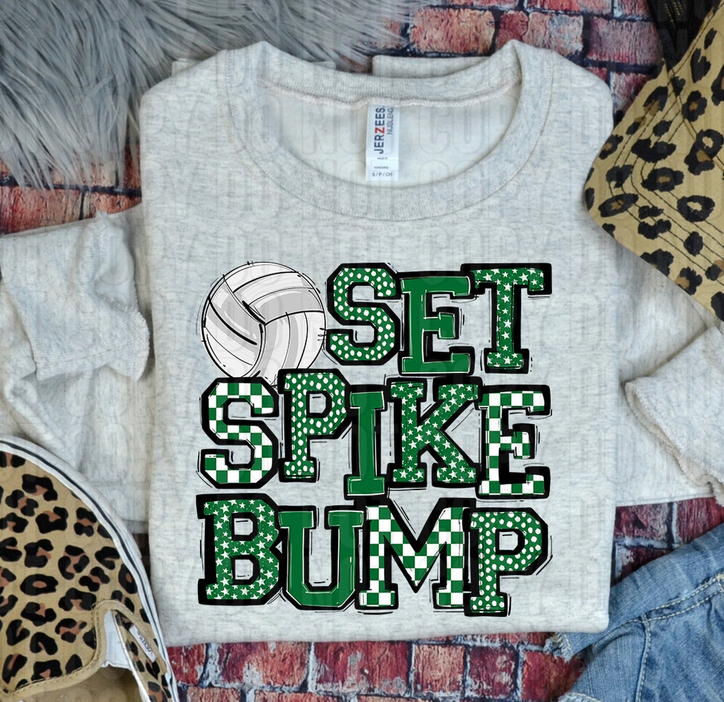 Set Spike Bump Volleyball Green DTF Transfer