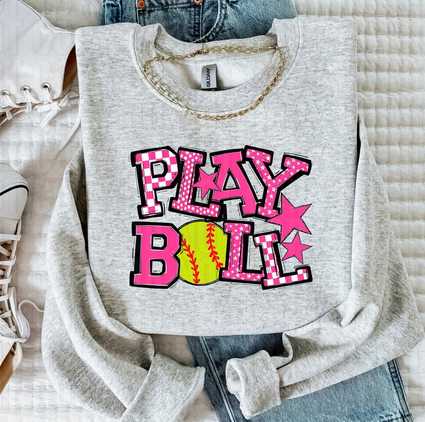 Play Ball Pink Softball DTF Transfer