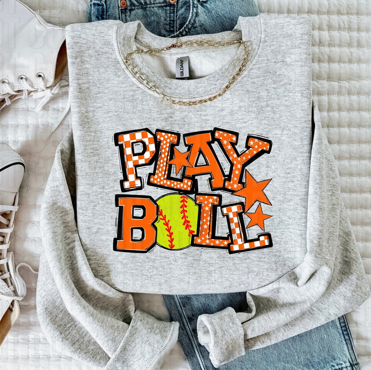 Play Ball Orange Softball DTF Transfer