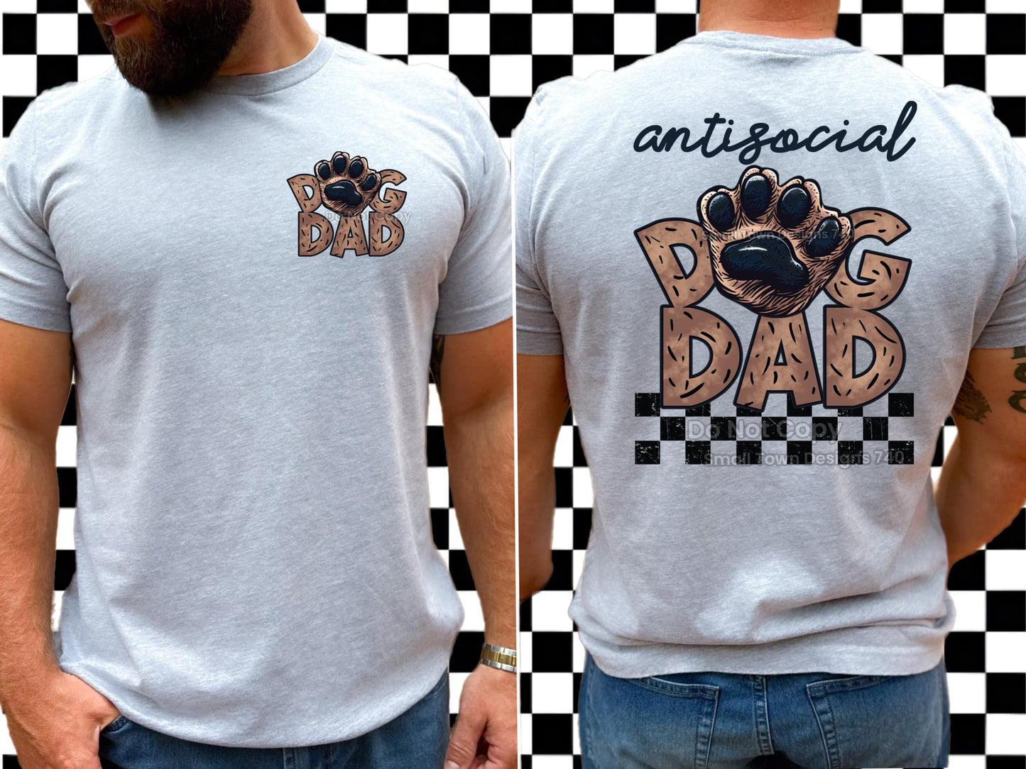 Anti Social Dog Dad Front/Back DTF Transfer