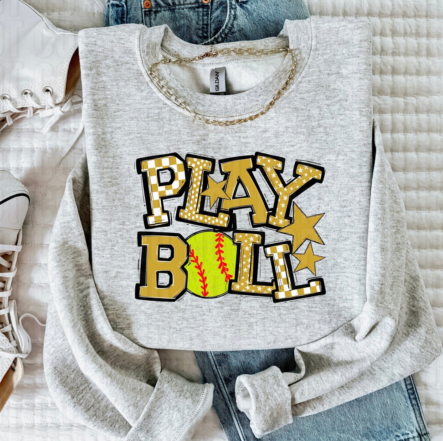 Play Ball Vegas Gold Softball DTF Transfer