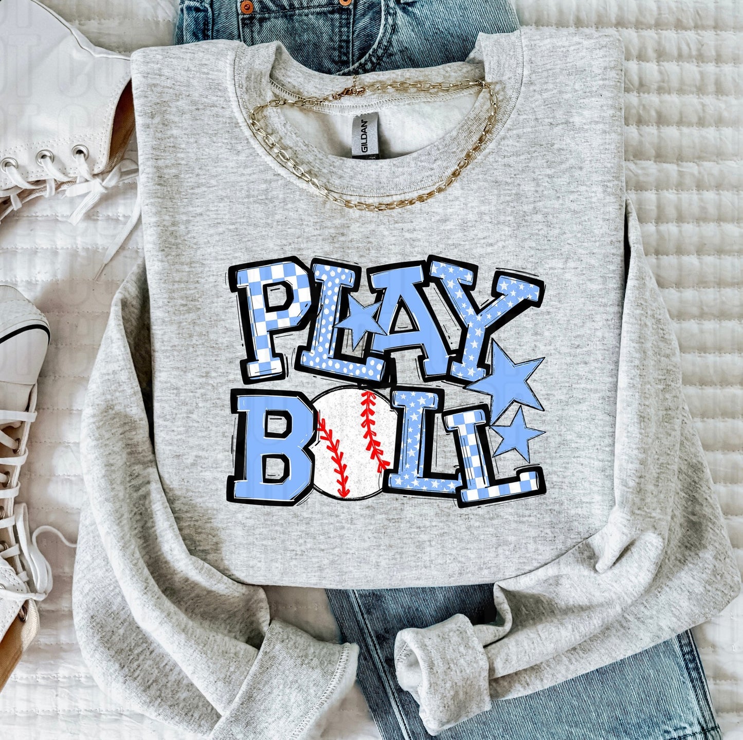 Play Ball Columbia Blue Baseball DTF Transfer