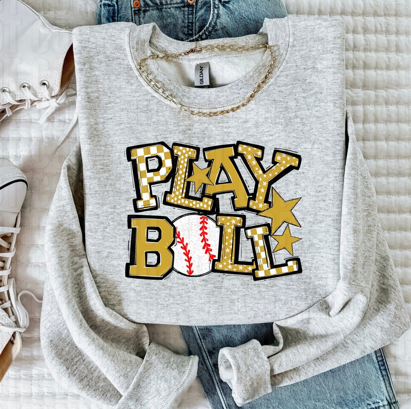 Play Ball Vegas Gold Baseball DTF Transfer