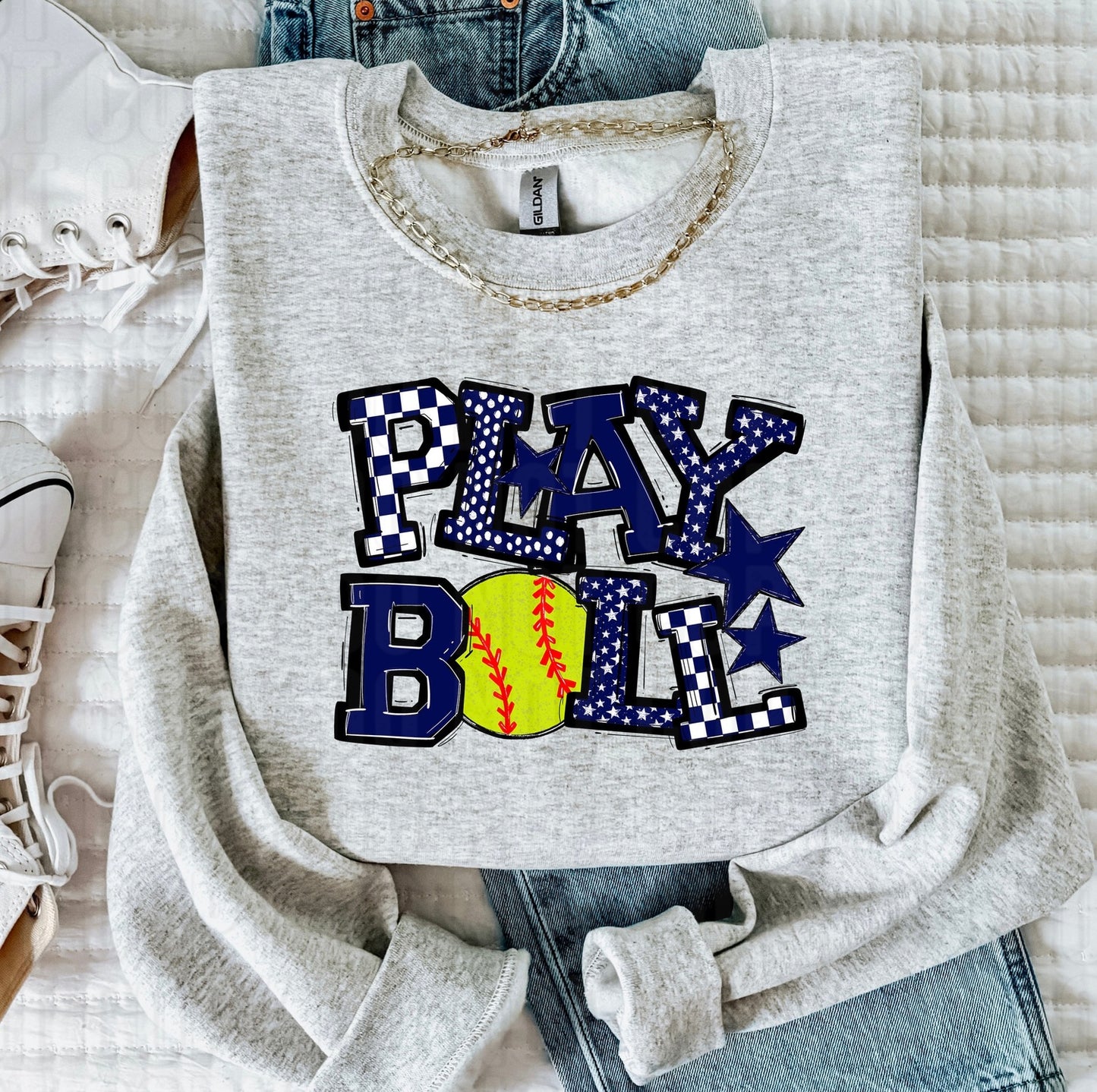 Play Ball Royal Blue Softball DTF Transfer