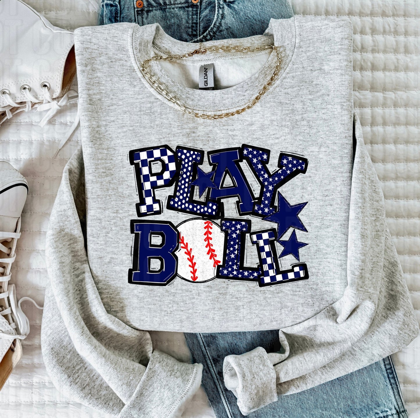 Play Ball Royal Blue Baseball DTF Transfer