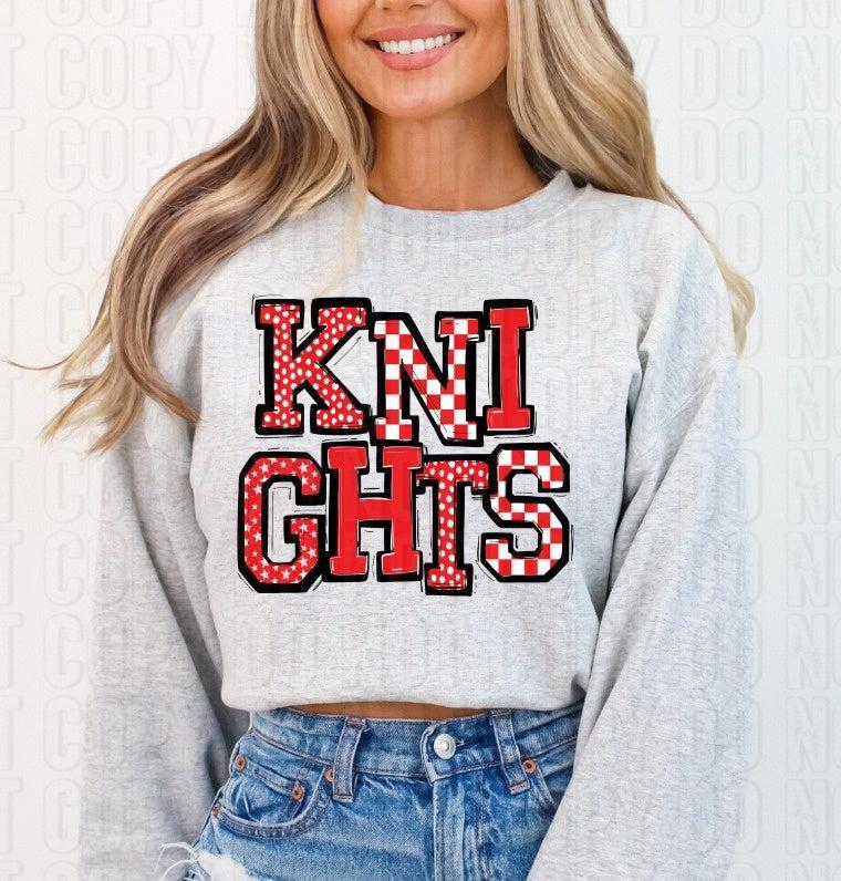 Knights Red Checker Stars DTF Transfer