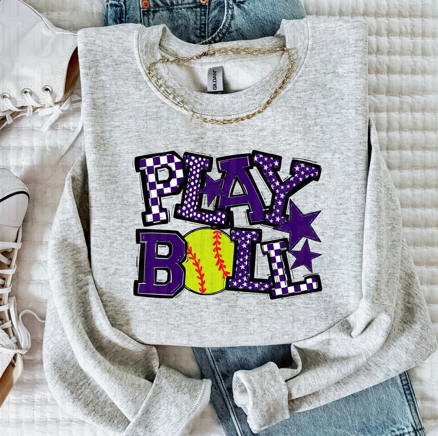Play Ball Purple Softball DTF Transfer