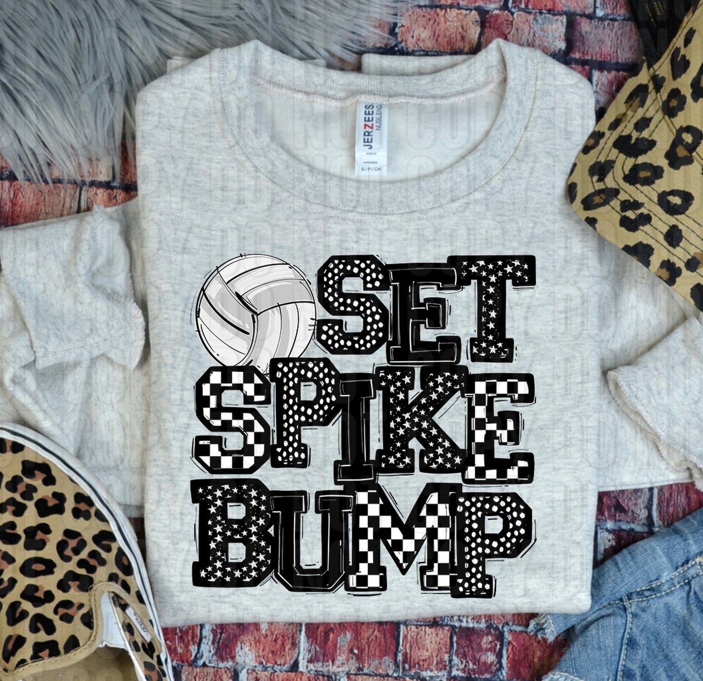 Set Spike Bump Volleyball Black DTF Transfer