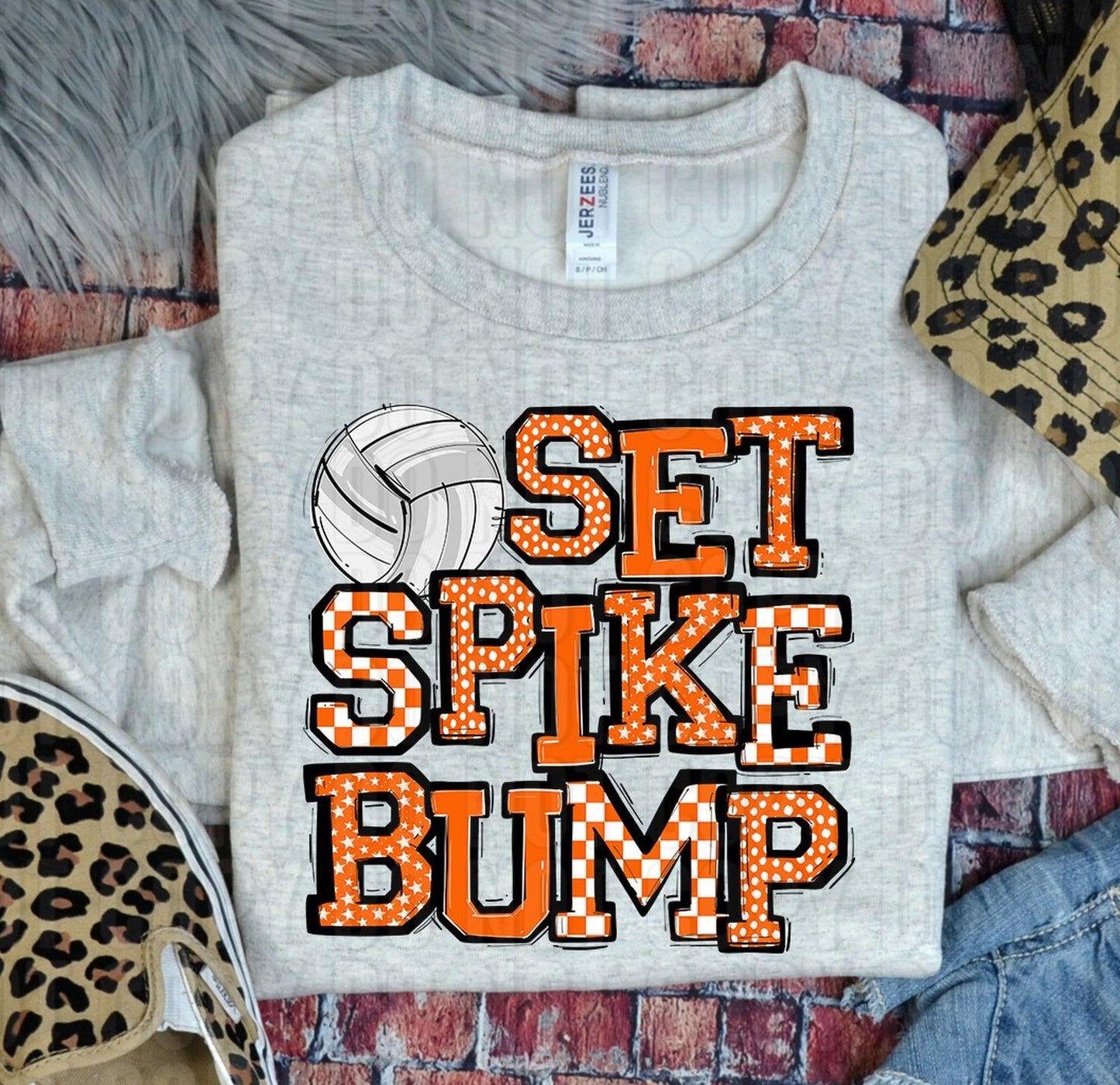 Set Spike Bump Volleyball Orange DTF Transfer