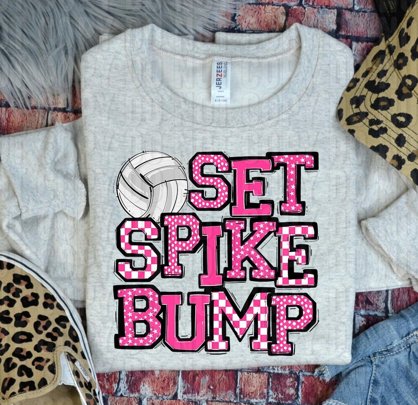 Set Spike Bump Volleyball Pink DTF Transfer