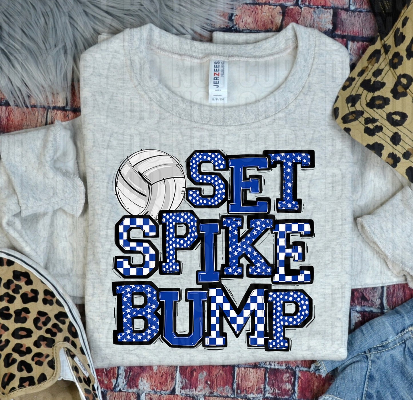 Set Spike Bump Volleyball Royal Blue DTF Transfer