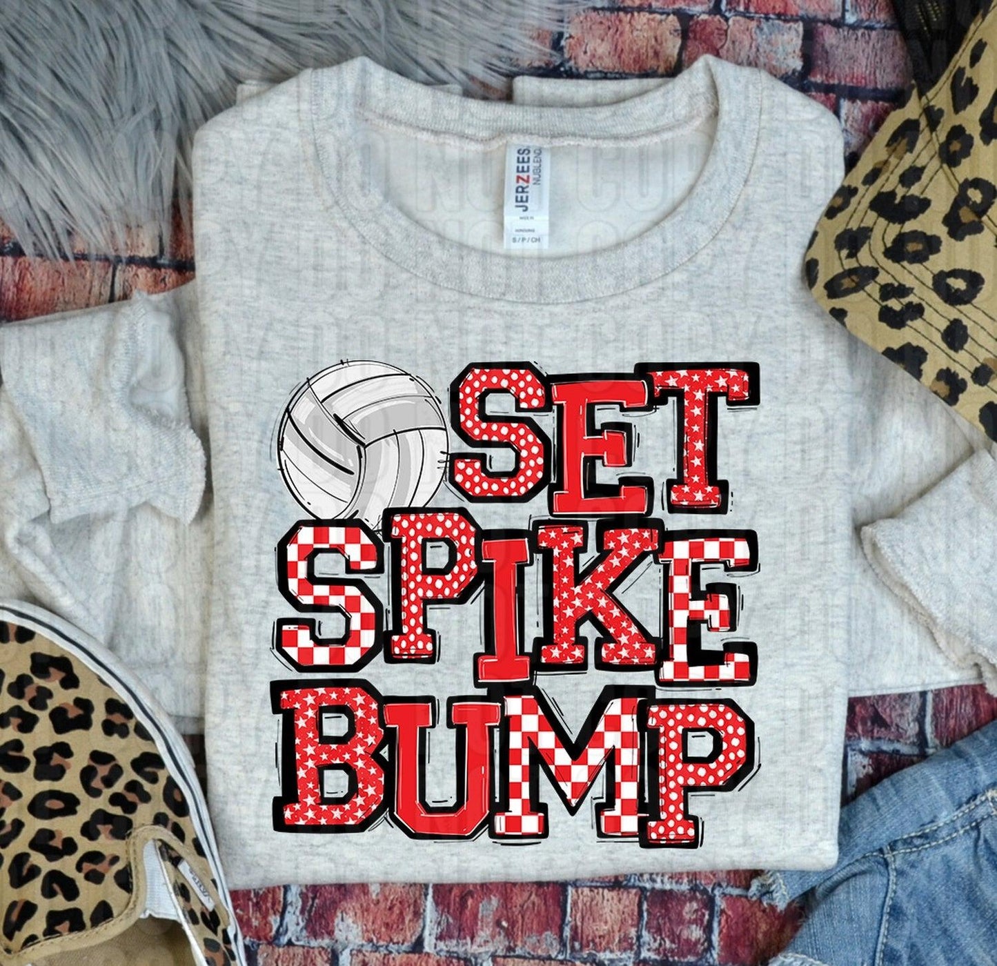 Set Spike Bump Volleyball Red DTF Transfer
