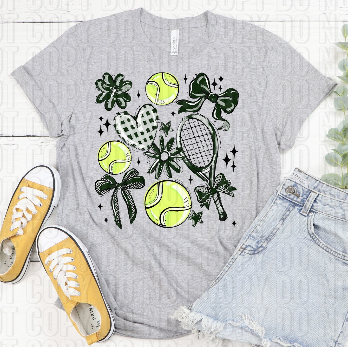 Tennis Collage Forest Green DTF Transfer