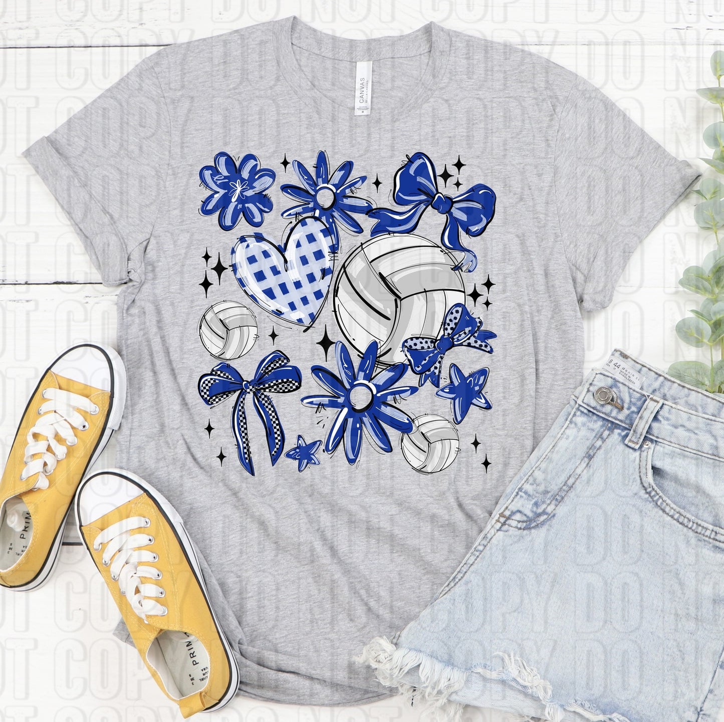 Volleyball Collage Royal Blue DTF Transfer