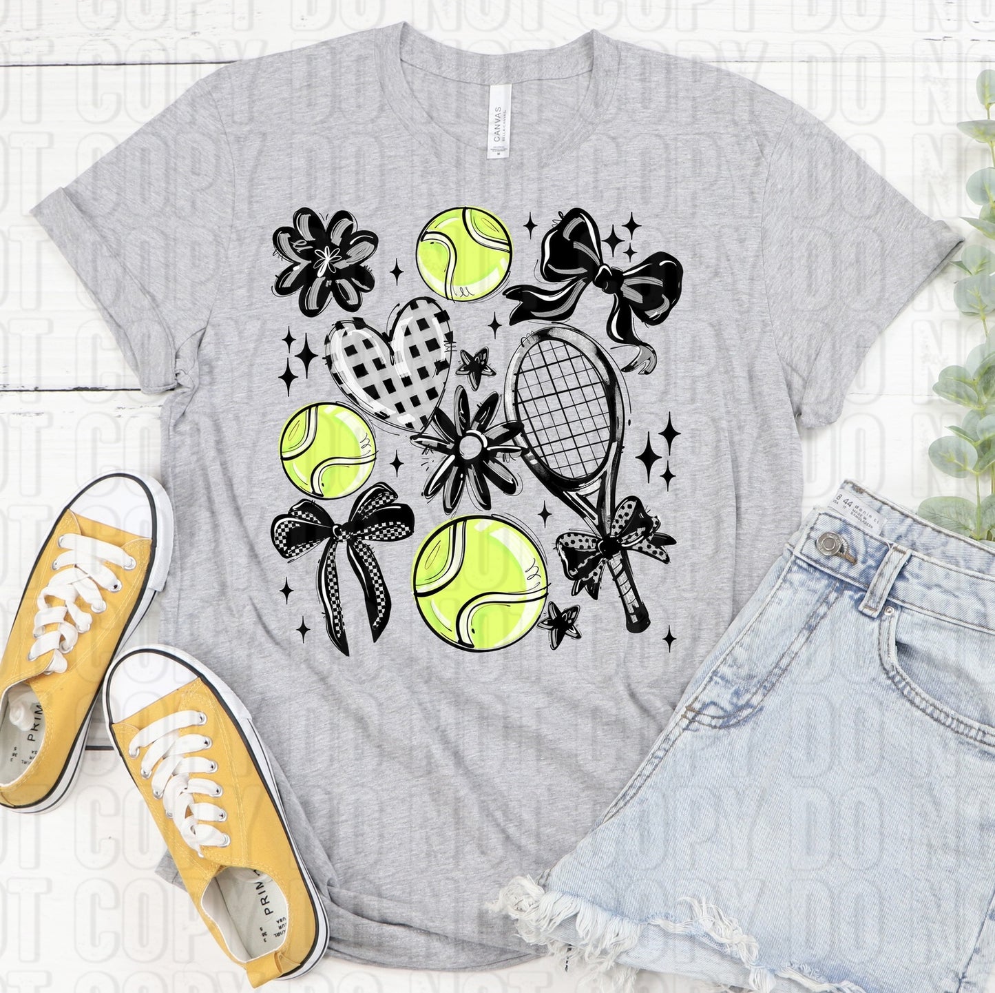 Tennis Collage Black DTF Transfer