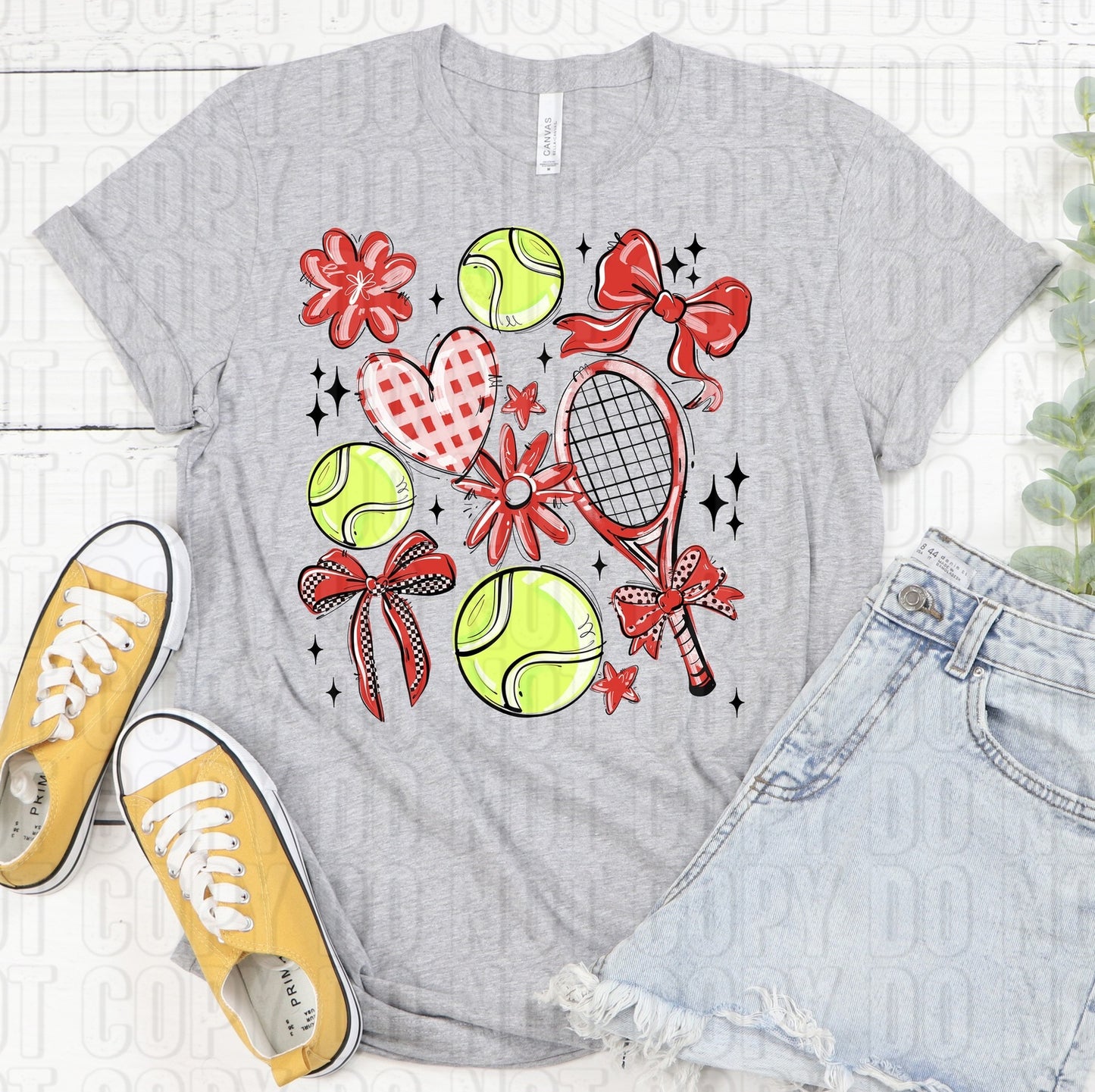 Tennis Collage Red DTF Transfer