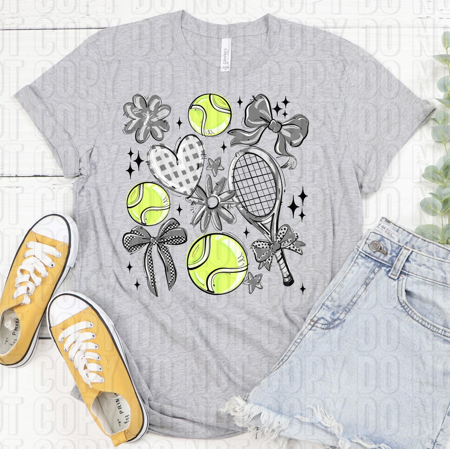 Tennis Collage Grey DTF Transfer