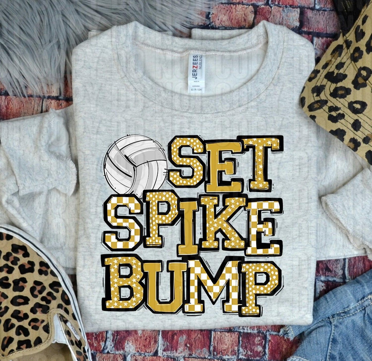 Set Spike Bump Volleyball Vegas Gold DTF Transfer