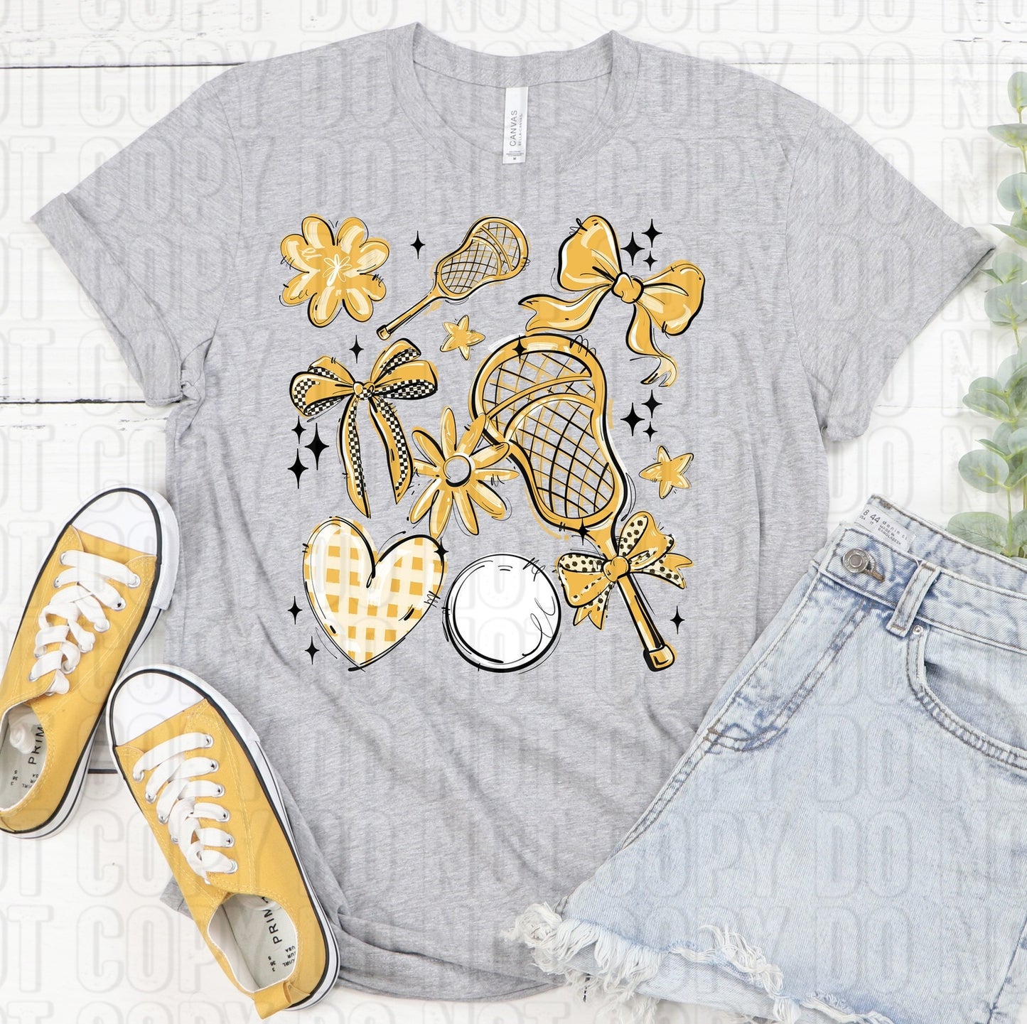Lacrosse Collage Yellow Gold DTF Transfer